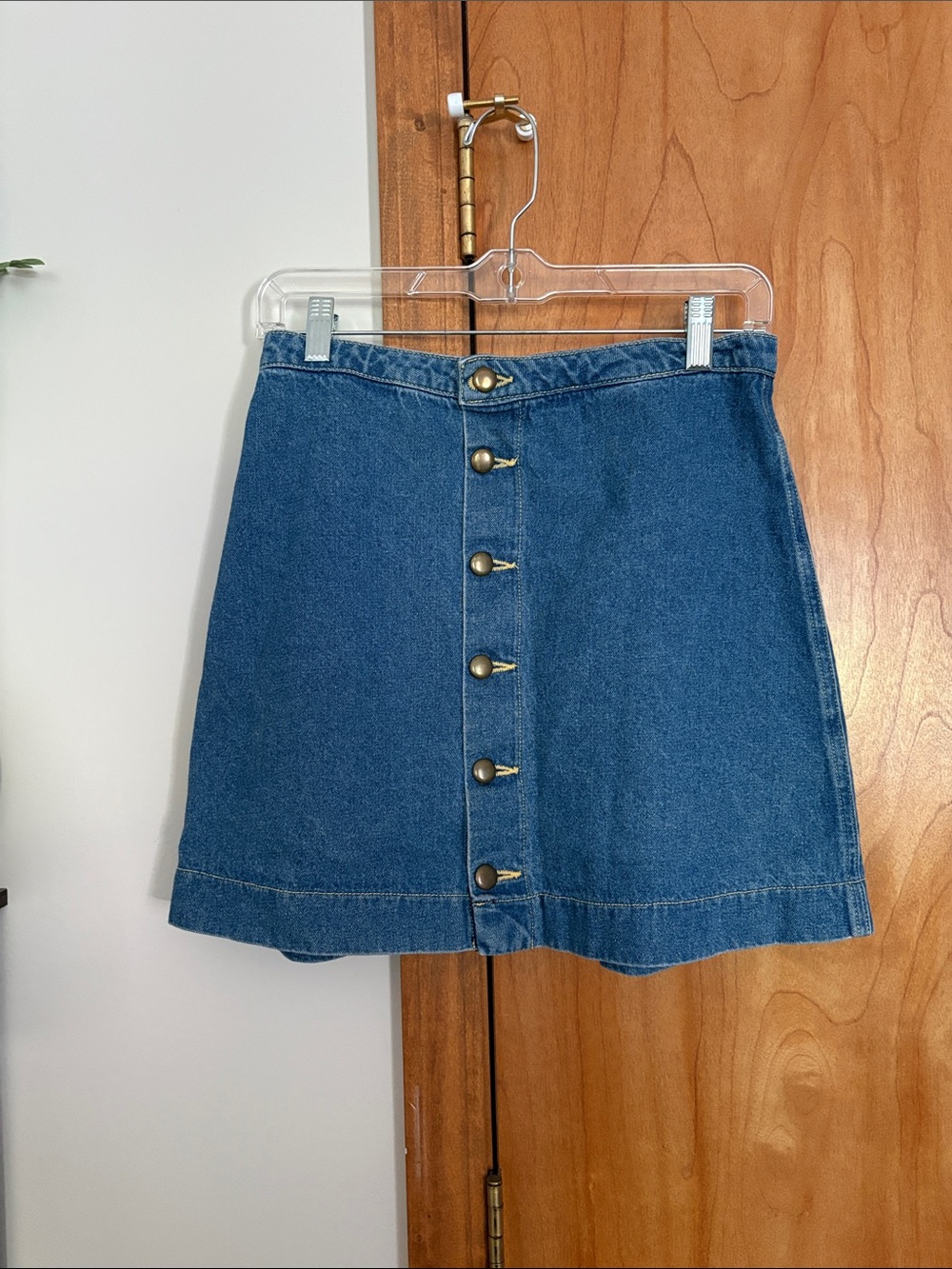 American Apparel Blue Denim Button-Front Mini Skirt